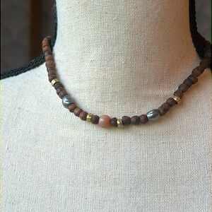 Handcarved Wooden Beads Choker Necklace